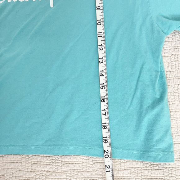 Champion Cropped Tshirt Oversized M L Top Bundle Short Sleeves Knit Yellow Aqua - Picture 15 of 16